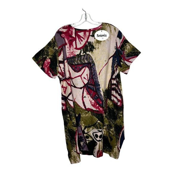 Mordenmiss Dresses & Skirts - Mordenmiss Tunic Dress Womens XXL Graphic Abstract Art To Wear Gauzy Boho Pocket